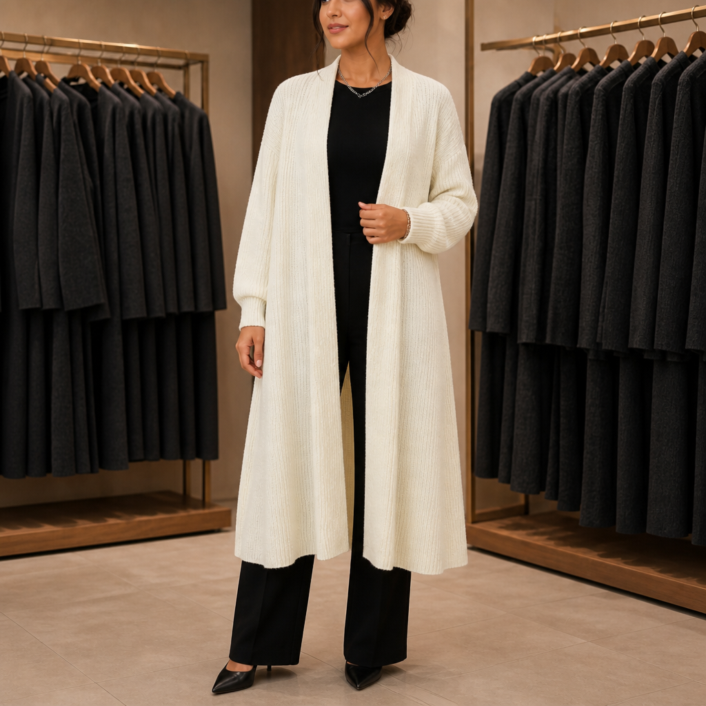 Ribbella | Ribbed Knit Longline Cardigan