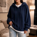 Easewell | Dropped-Shoulder Knit Hoodie