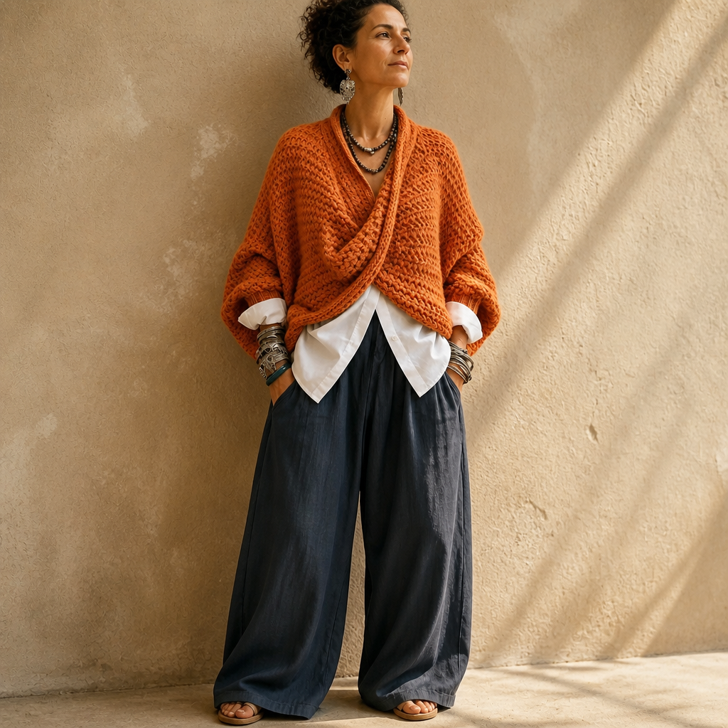 Crossovera | Chunky Knit Crossover V-Neck Sweater