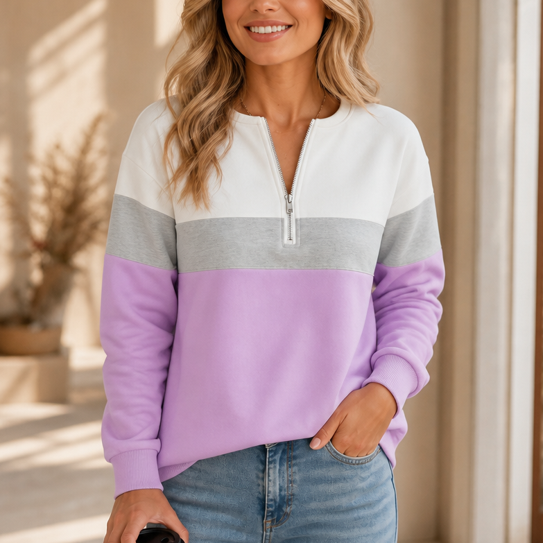 Wearbelda | Color-Block Quarter-Zip Pullover