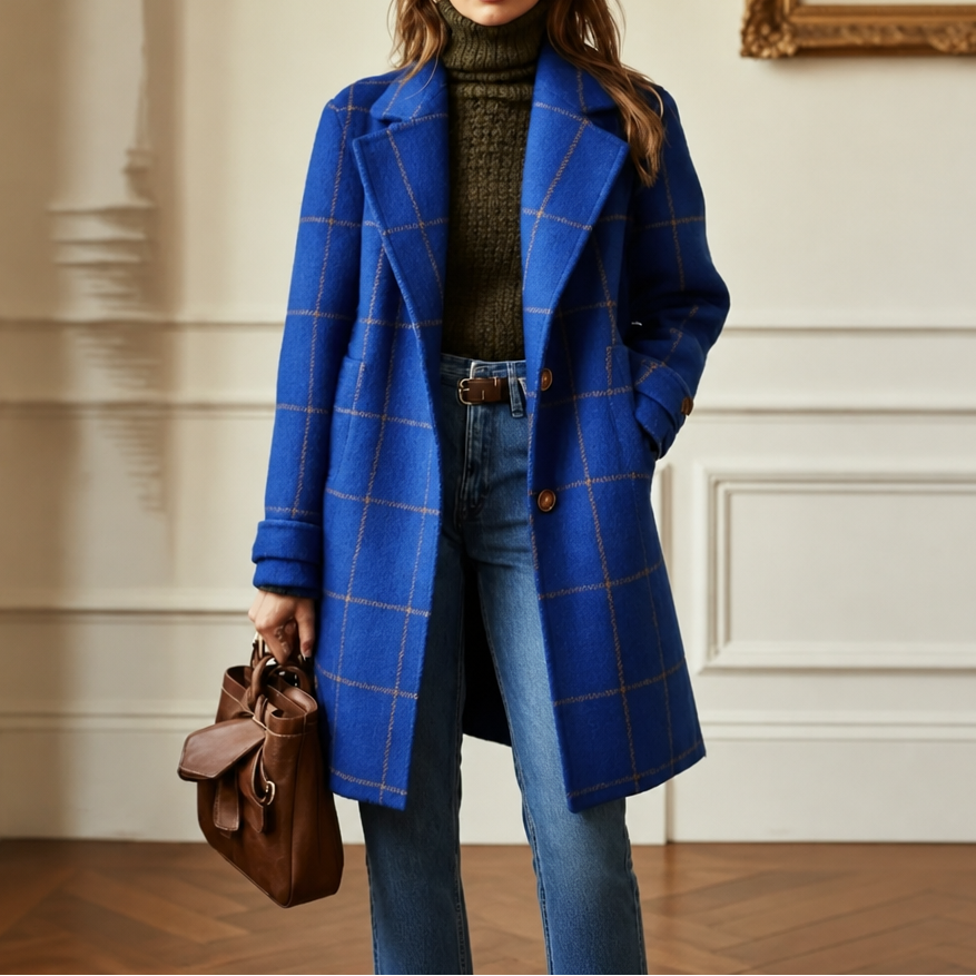 Wearbello | Plaid Two-Button Oversized Wool-Look Coat