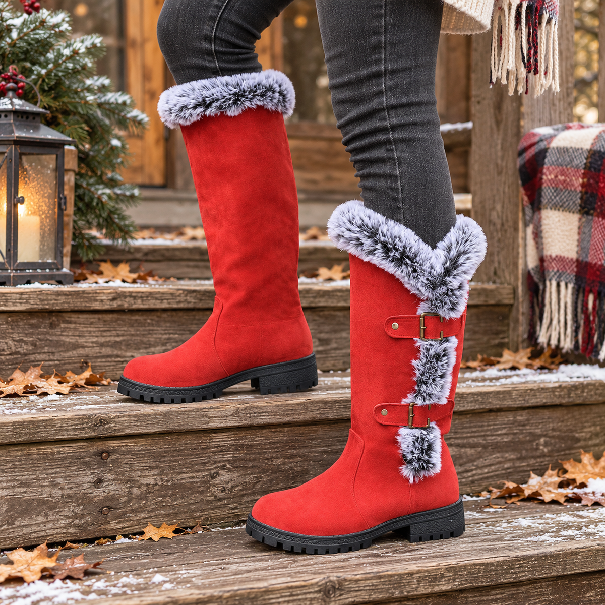 Frostella | Fur-Trimmed Suede Knee-High Winter Boots