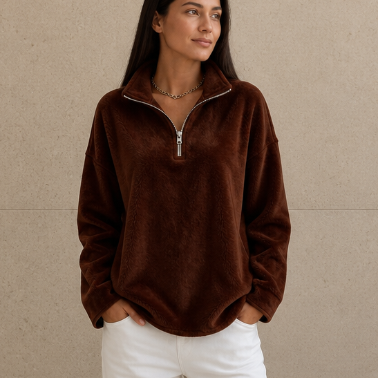 Cozyline | Dropped-Shoulder Quarter-Zip Sweatshirt