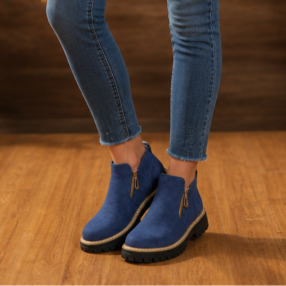Stridewell | Square-Heel Zip-Up Ankle Boots