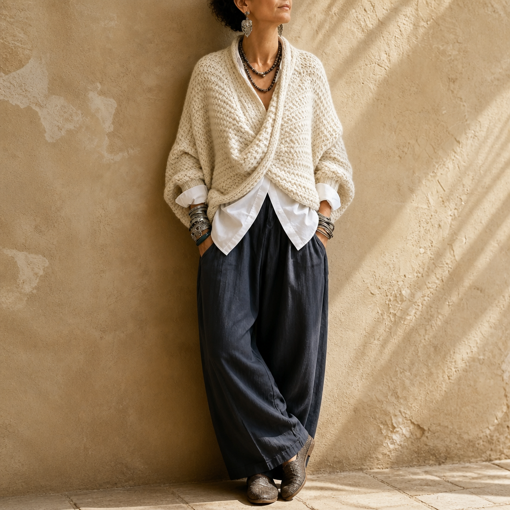 Crossovera | Chunky Knit Crossover V-Neck Sweater