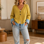 Vivelyn | Color-Block V-Neck Knit Cardigan