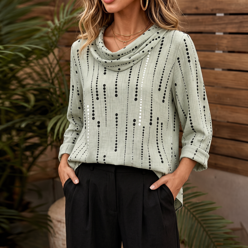 Dotwell | Dotted Stand-Collar Button Sweatshirt