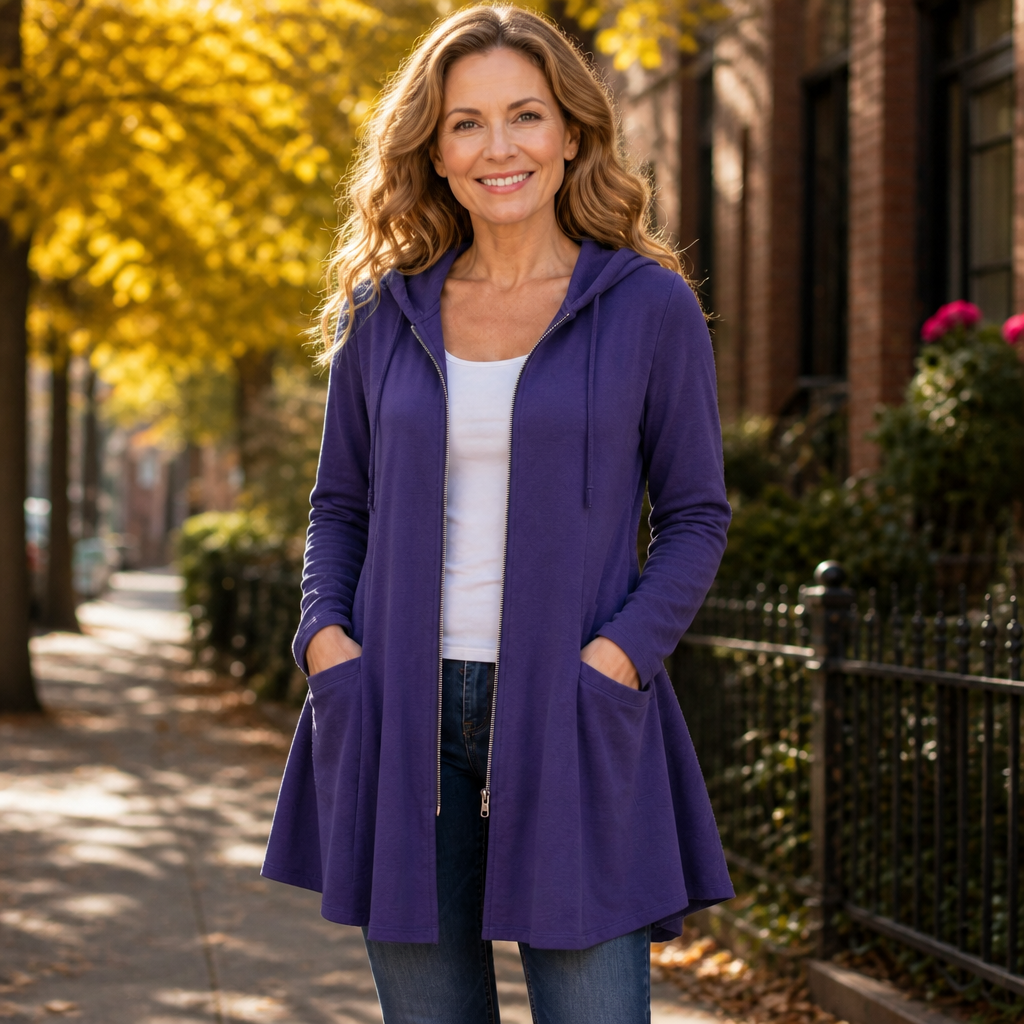 Wrapella | Hooded Longline Full-Zip Jacket