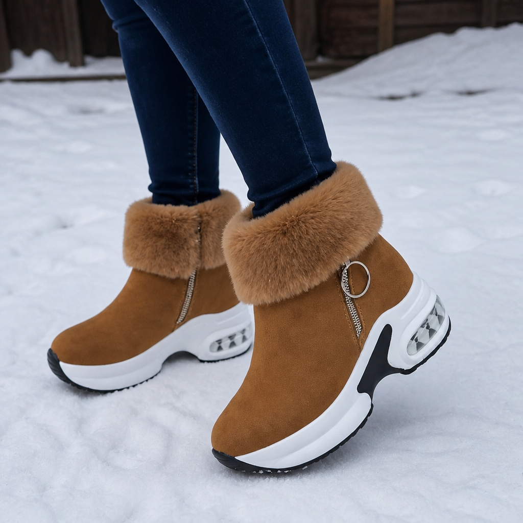 CozyLift | Plush-Cuff Zip-Up Ankle Boots