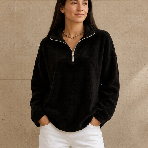 Cozyline | Dropped-Shoulder Quarter-Zip Sweatshirt