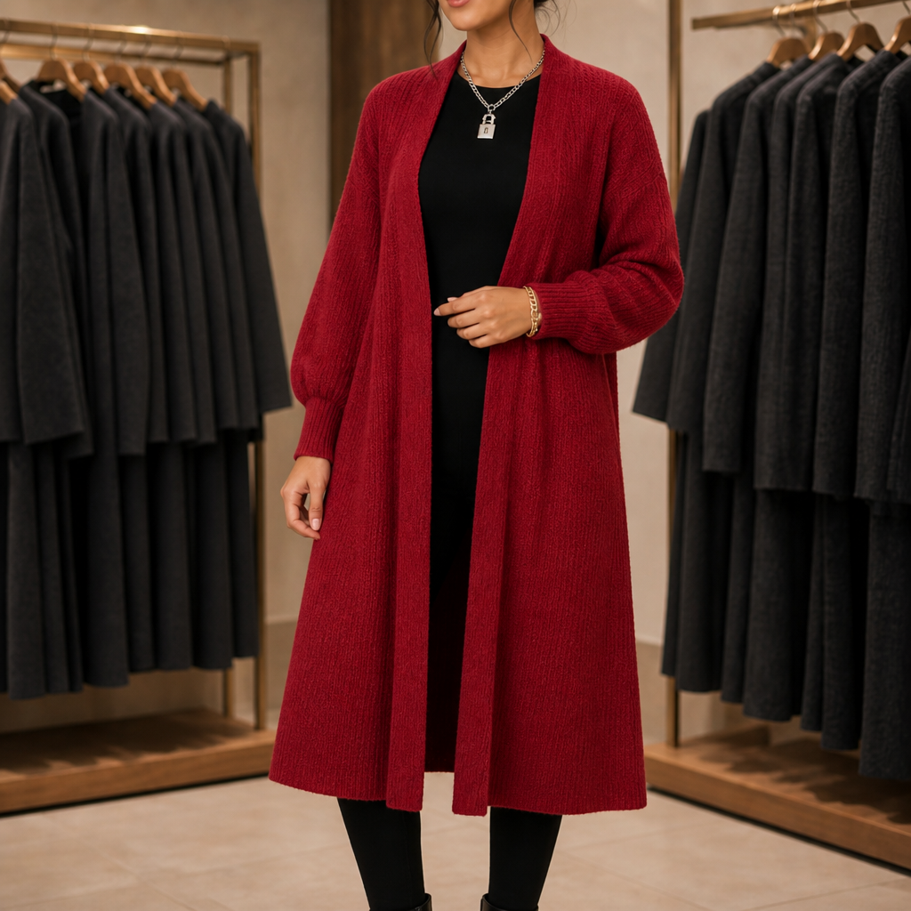 Ribbella | Ribbed Knit Longline Cardigan