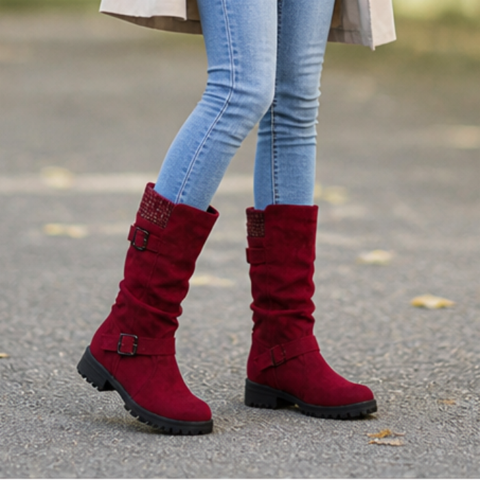 Slouchelle | Ribbed Cuff Slouch Mid-Calf Boots