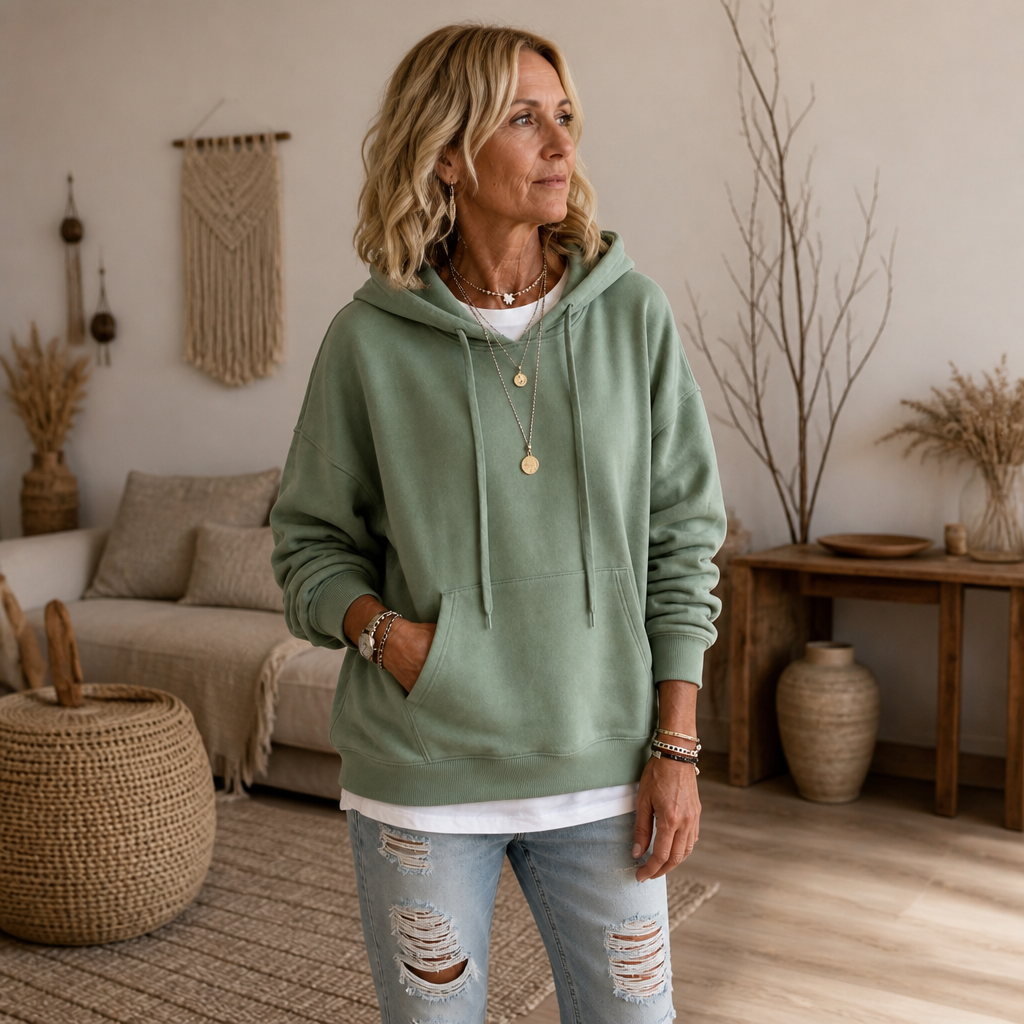 Soarbella | Drop-Shoulder Oversized Cotton Like Pullover Hoodie