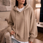 Easewell | Dropped-Shoulder Knit Hoodie