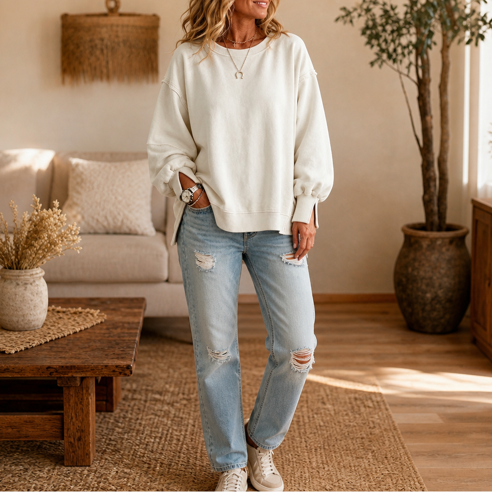 Marlowfield | Exposed-Seam Cut-Out Cuff Sweatshirt