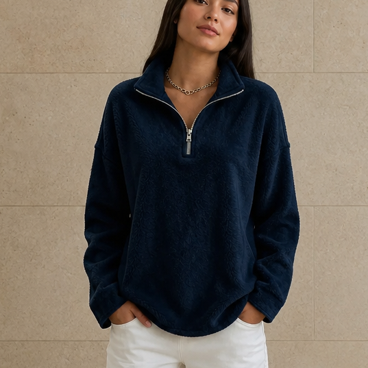 Cozyline | Dropped-Shoulder Quarter-Zip Sweatshirt