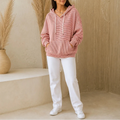 Stripe & Ease | Striped Drawstring Hooded Sweatshirt