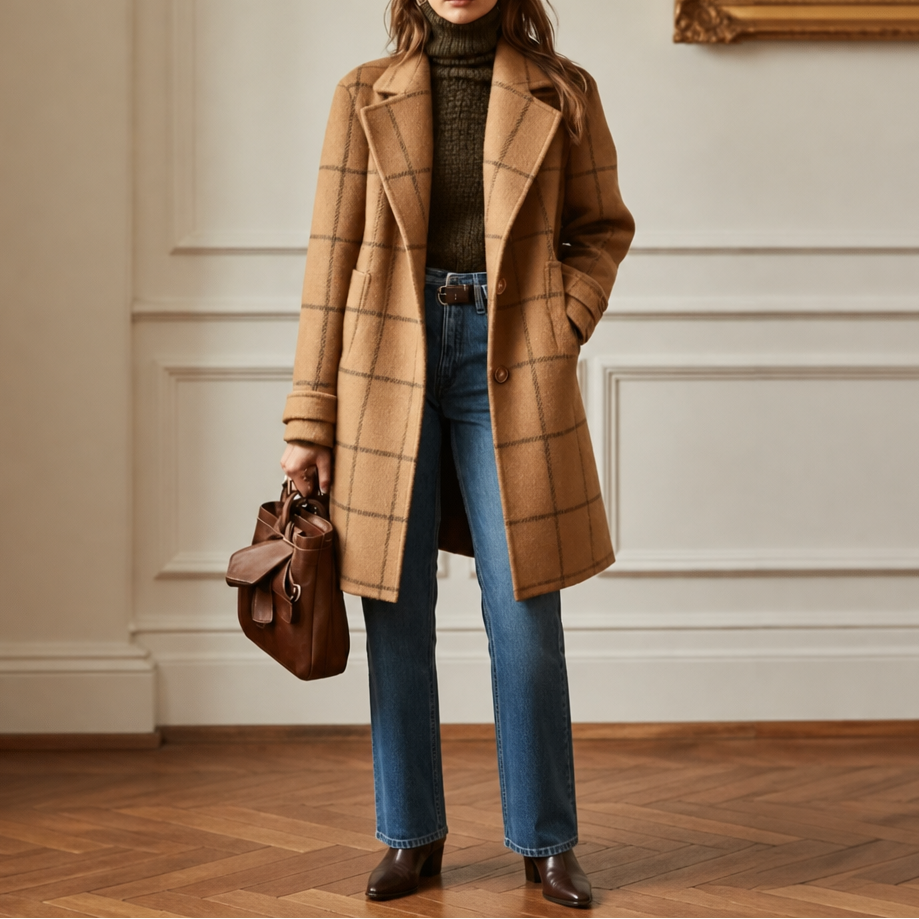 Wearbello | Plaid Two-Button Oversized Wool-Look Coat