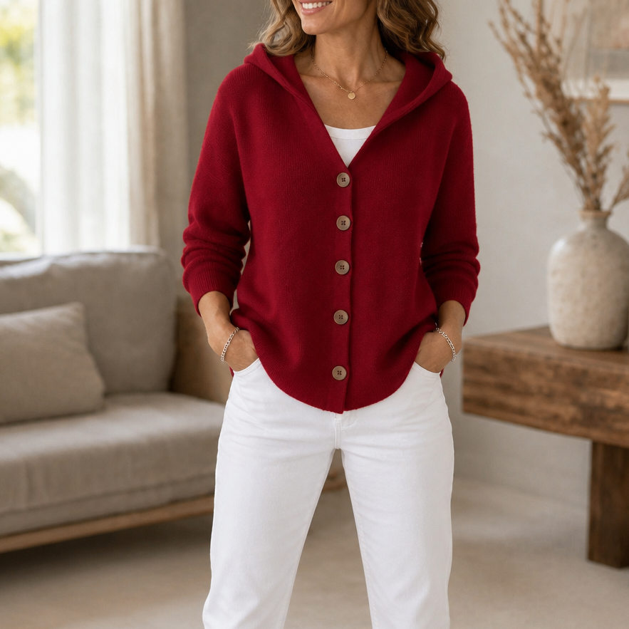 Teri | Button-Front Hooded Cardigan
