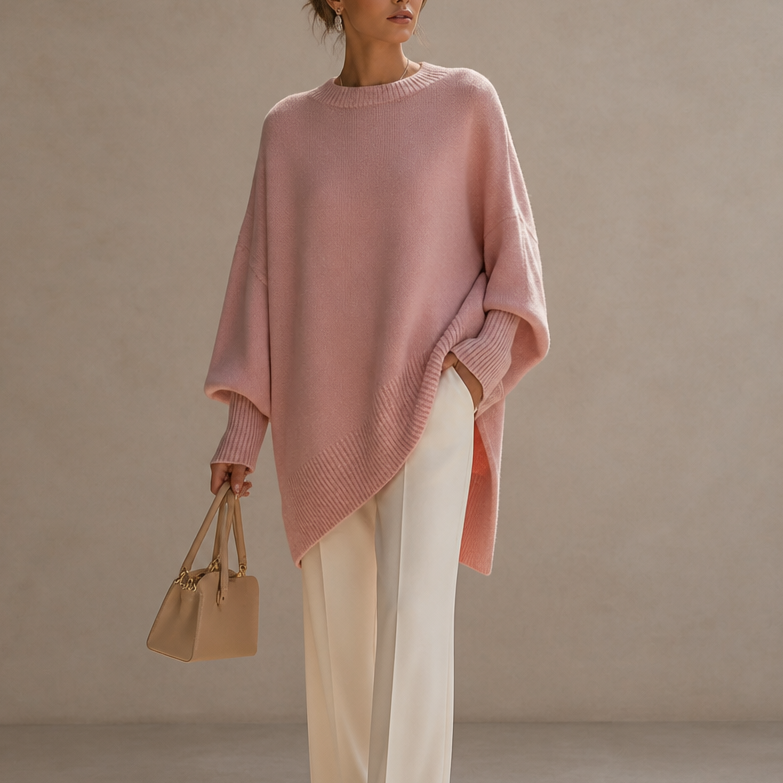 Livia | Oversized Wide-Sleeve Knit Poncho Sweater