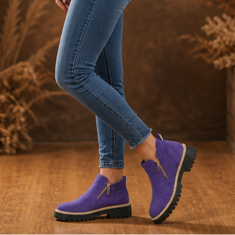 Stridewell | Square-Heel Zip-Up Ankle Boots