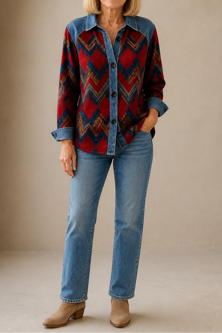 Havelyn | Denim-Trim Hooded Knit Cardigan