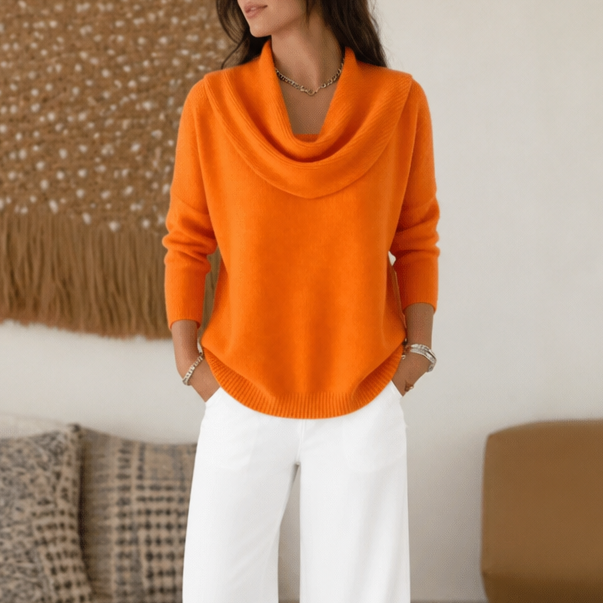Draveline | Cowl Neck Drape Knit Sweater