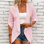 Solelle | Eyelet Waterfall Open-Front Cardigan for Women