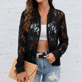 Lacelle | Floral Lace Zip Up Bomber Jacket for Women