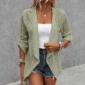 Solelle | Eyelet Waterfall Open-Front Cardigan for Women