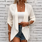 Solelle | Eyelet Waterfall Open-Front Cardigan for Women