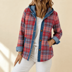 Weslyn | Women’s Contrast Denim Plaid Hooded Jacket