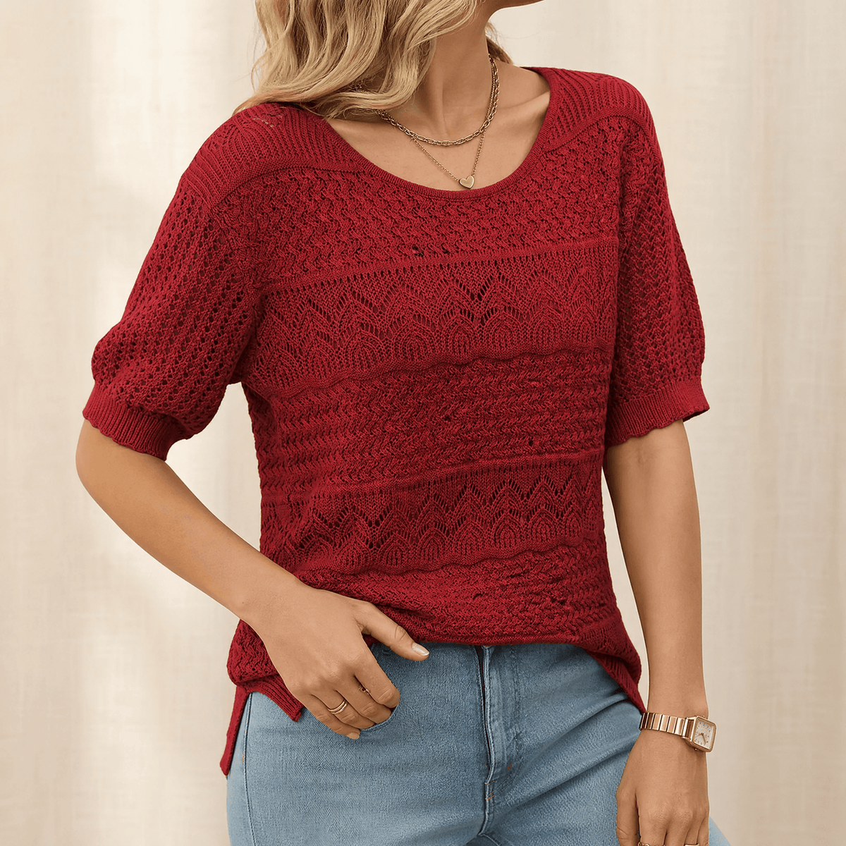 Wovelle | Women's Textured Knit Top for Warm Days